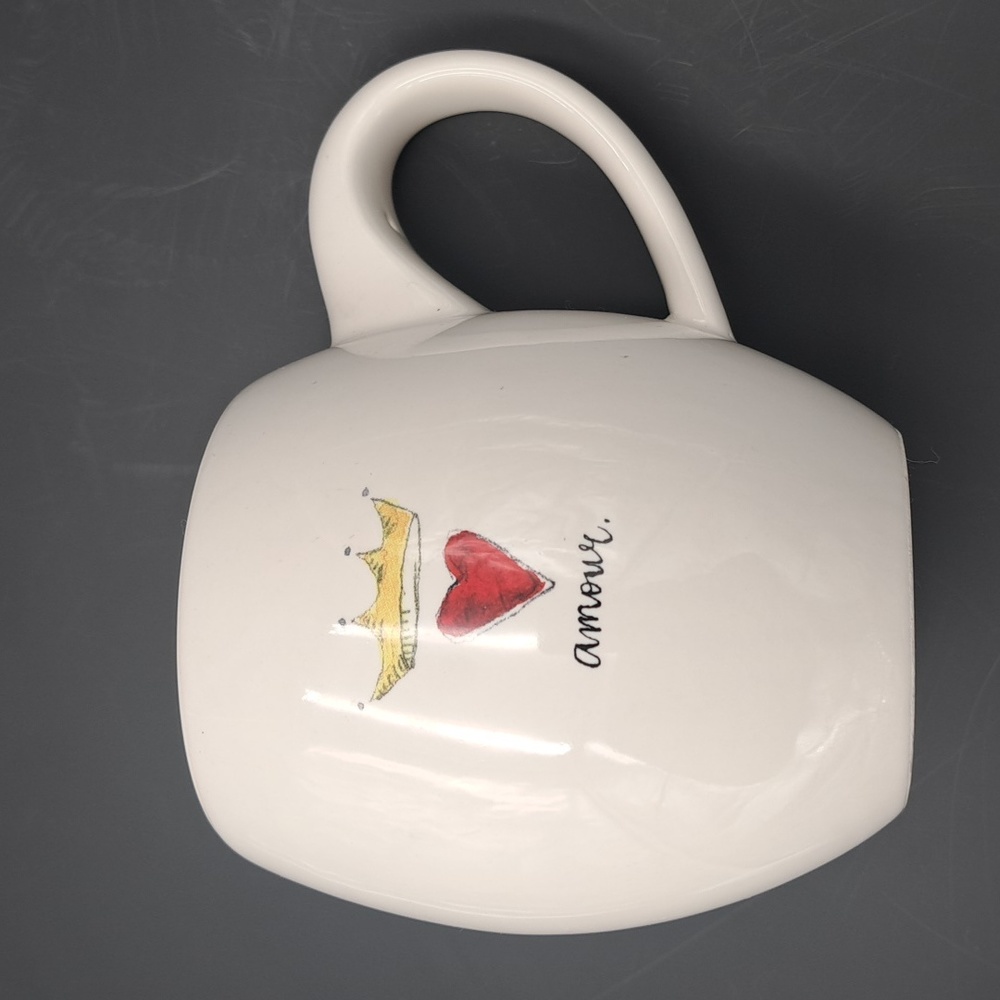 AMOUR Coffee Mug Tea Cup Queen Hearts by Magenta Crown Heart Love Red Inside
